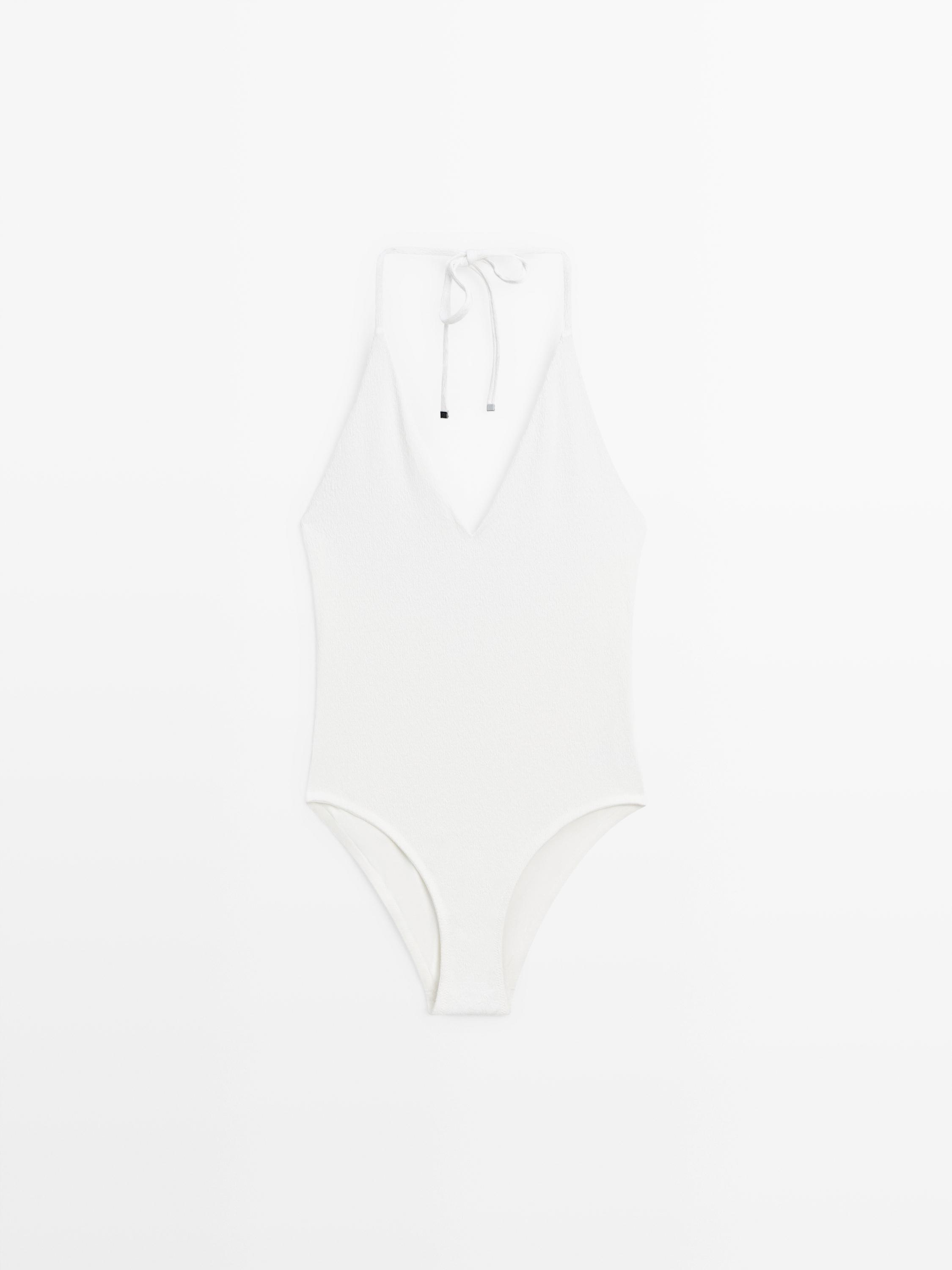 Maillot de bain texturé col en V